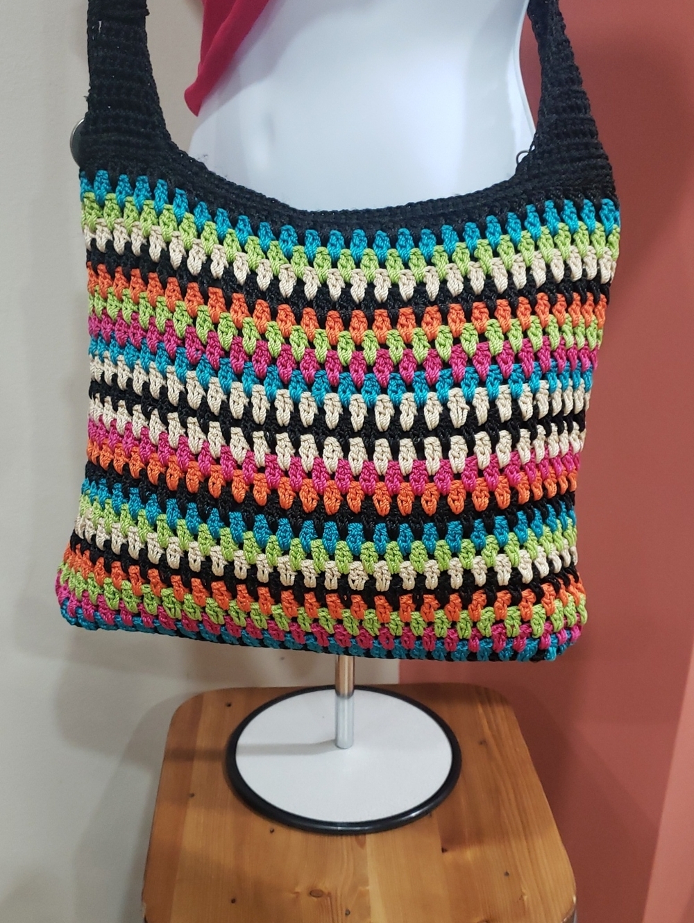 The Sak Multicolor Crochet Crossbody Bag - Black Trim - Picture 3 of 15